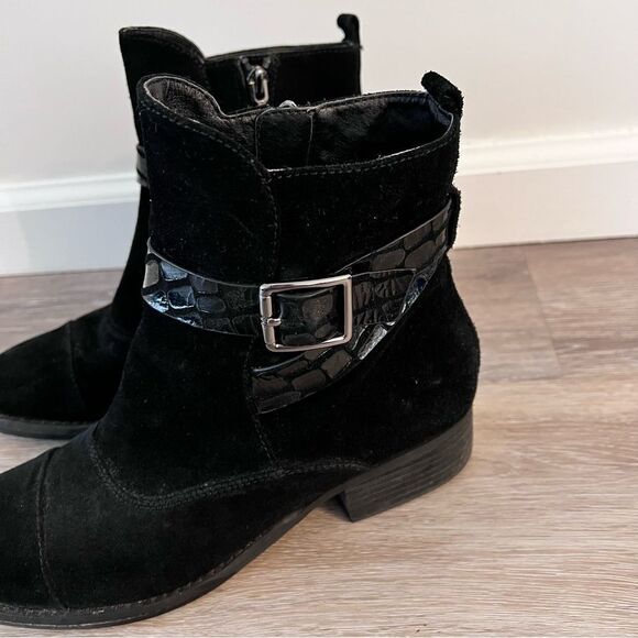 Donald j pliner‎ black leather suede western buckle ankle boots - Picture 6 of 7